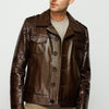 The Manteca Pythn Skin Brown Leather Men Jacket