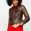 The Mekke Pythn Skin Brown Leather Women Jacket