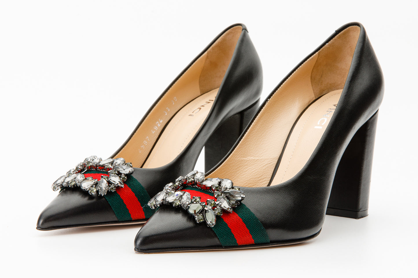 Zapatos de tacón de bloque de cuero negro Afega para mujer