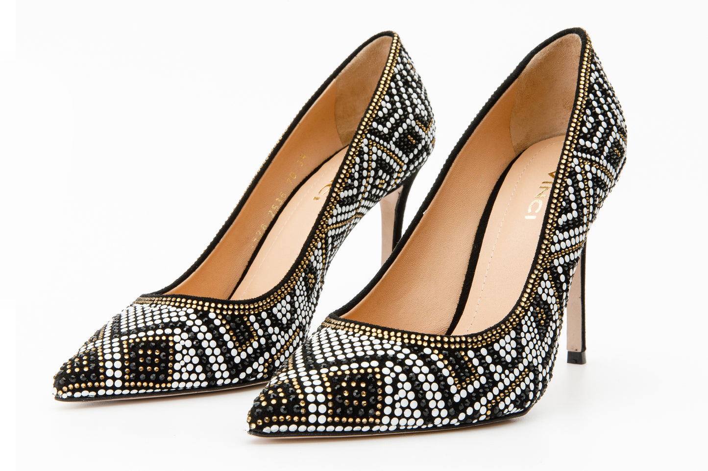 Zapatos de salón Nampula de piel con purpurina negra para mujer 