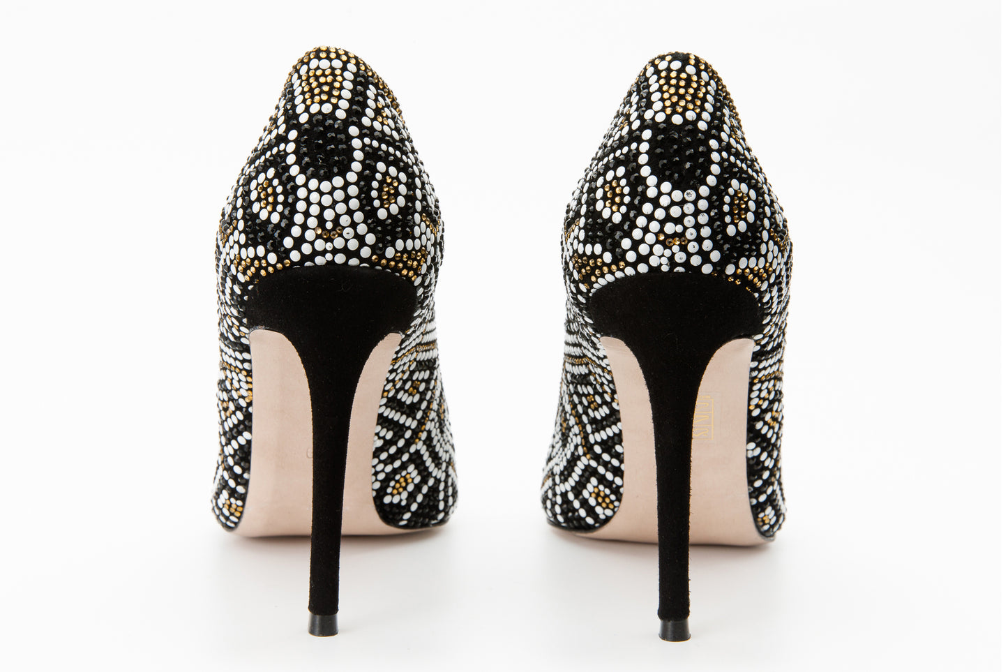 Zapatos de salón Nampula de piel con purpurina negra para mujer 