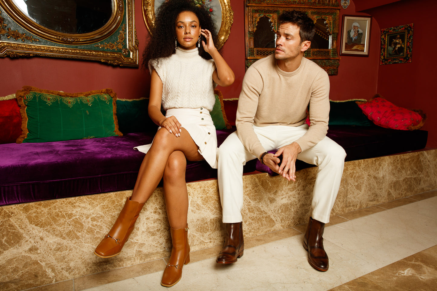 The Bukres Tan Leather Block Heel Mid Calf Women Boot