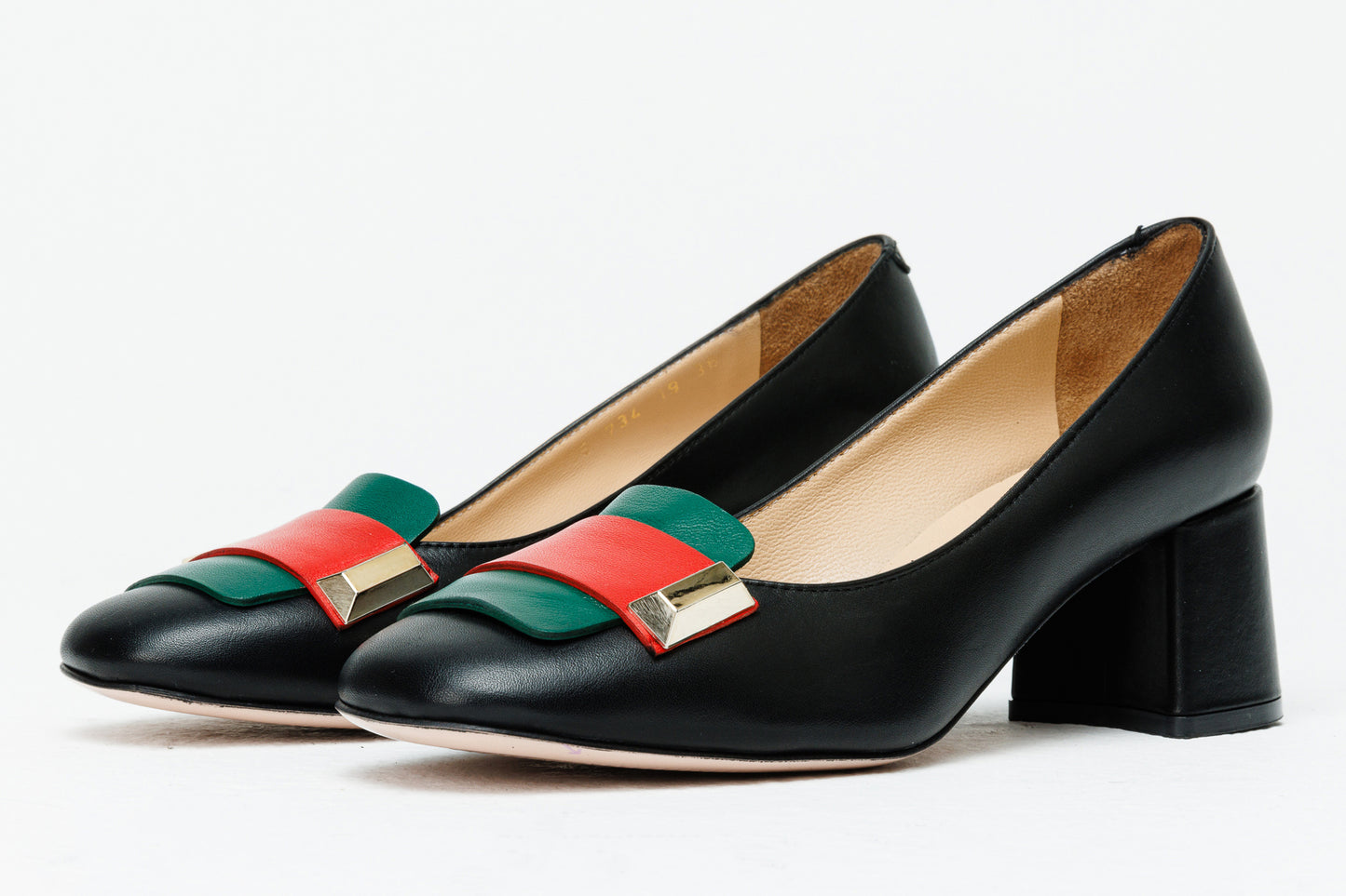Zapatos de tacón de bloque de cuero negro Olney para mujer 