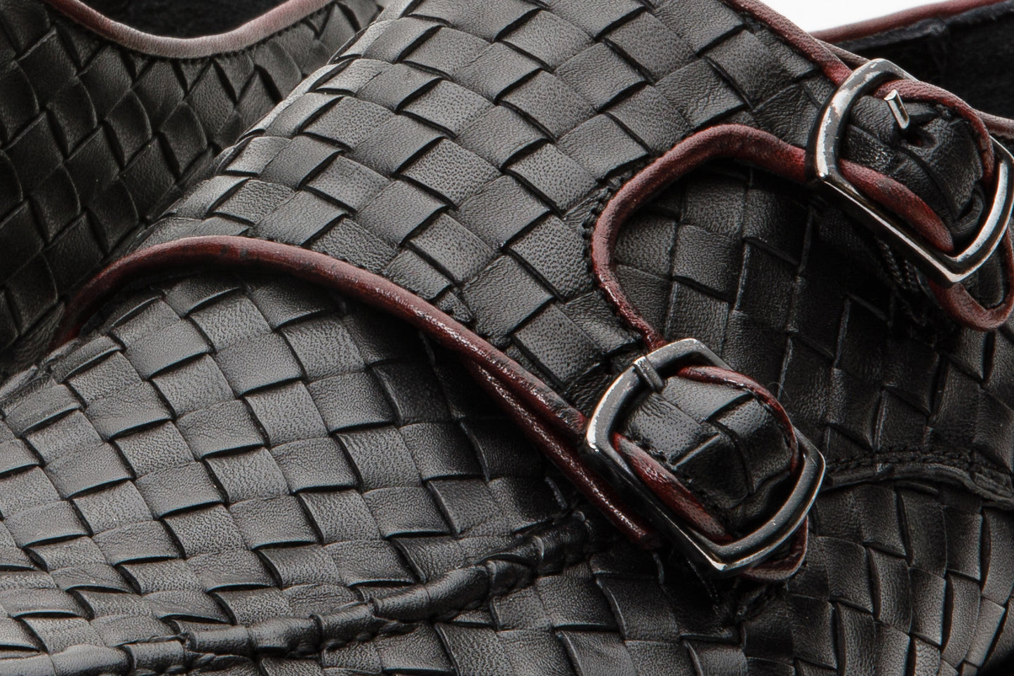 Zapatos de vestir para hombre con doble hebilla y tejido negro Turan