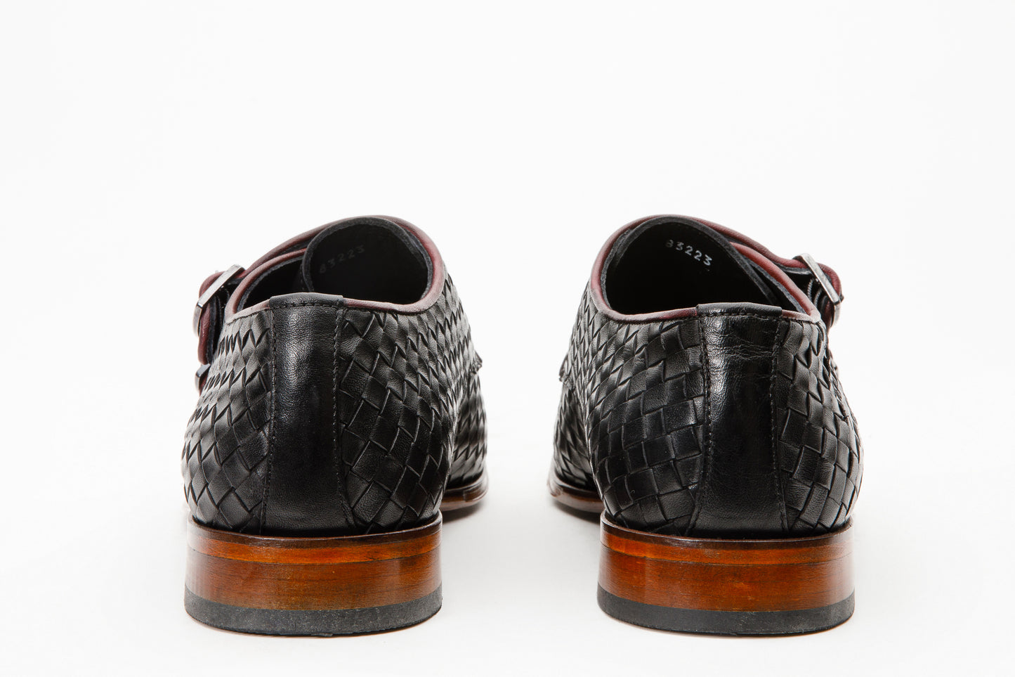 Zapatos de vestir para hombre con doble hebilla y tejido negro Turan