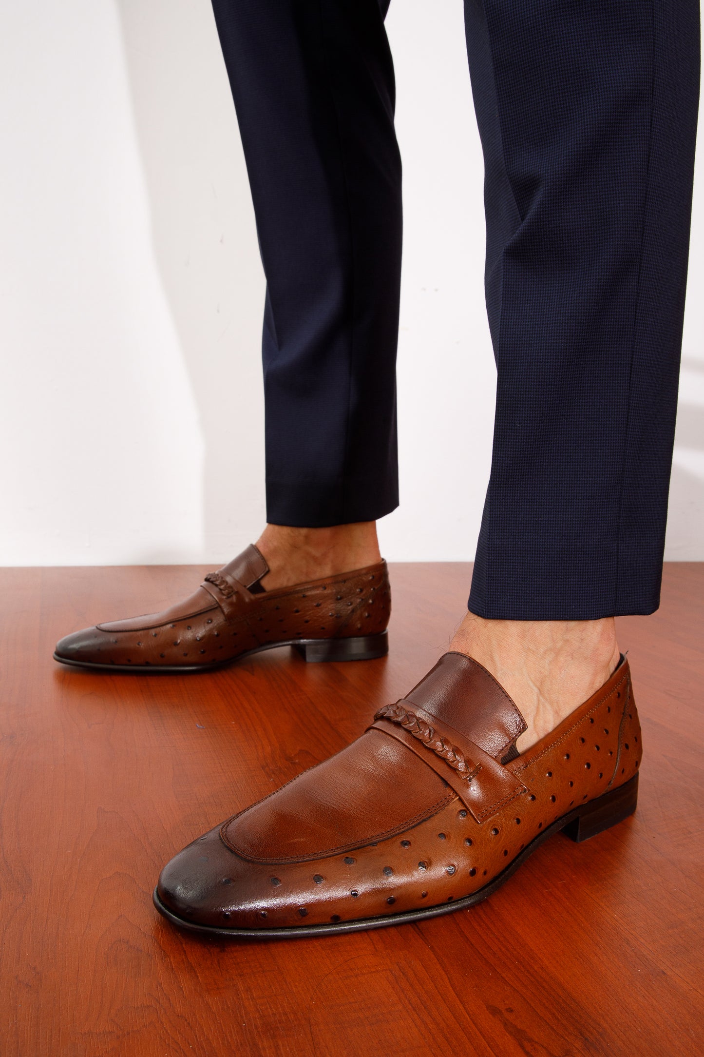 Mocasín de vestir de cuero marrón de Johannesburgo para hombre