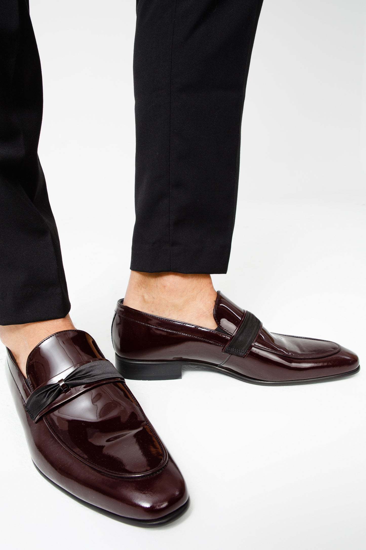 Mocasín Dodoma de piel de charol burdeos para hombre