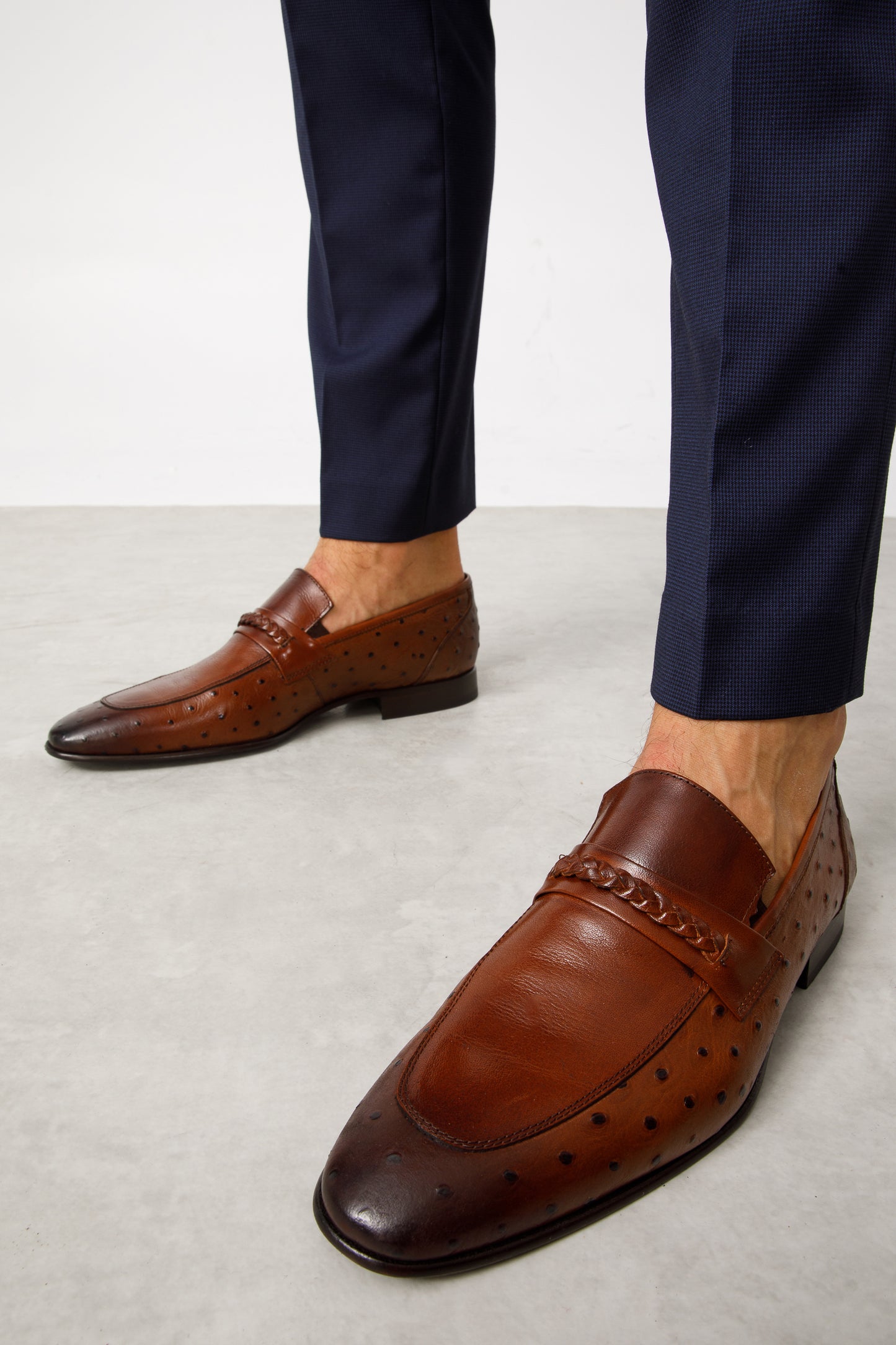 Mocasín de vestir de cuero marrón de Johannesburgo para hombre
