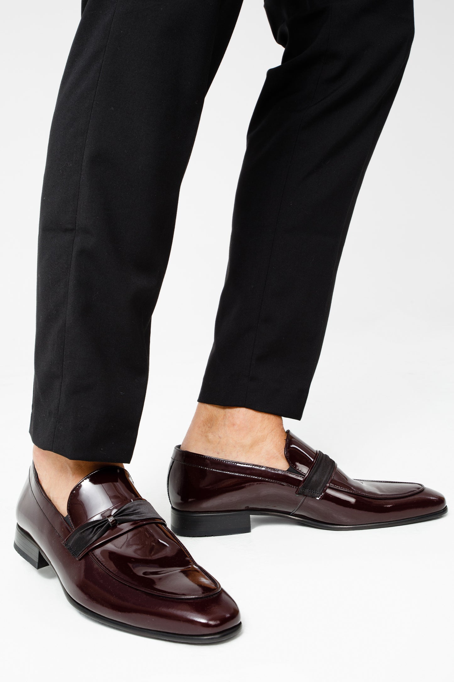 Mocasín Dodoma de piel de charol burdeos para hombre