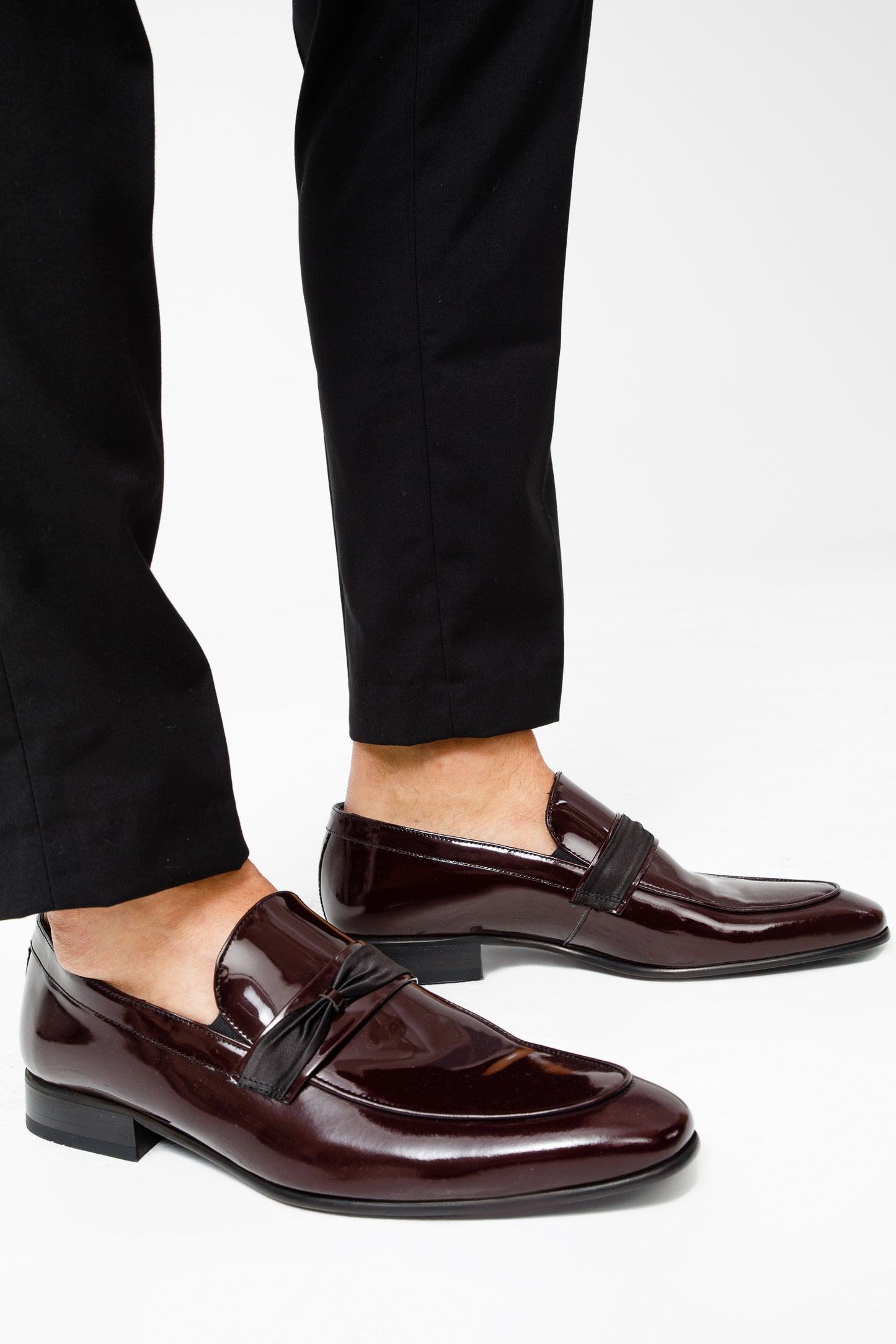 Mocasín Dodoma de piel de charol burdeos para hombre