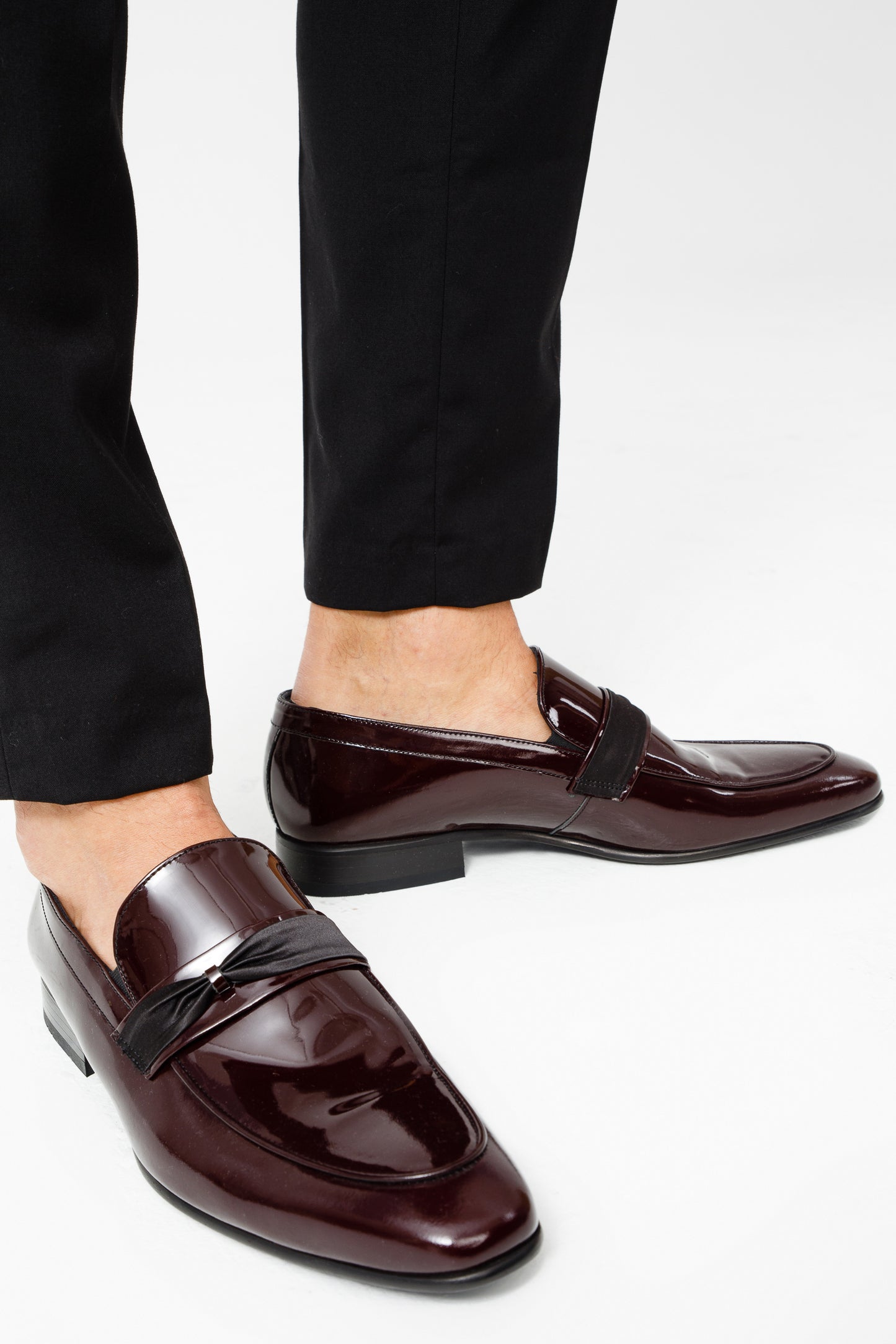 Mocasín Dodoma de piel de charol burdeos para hombre